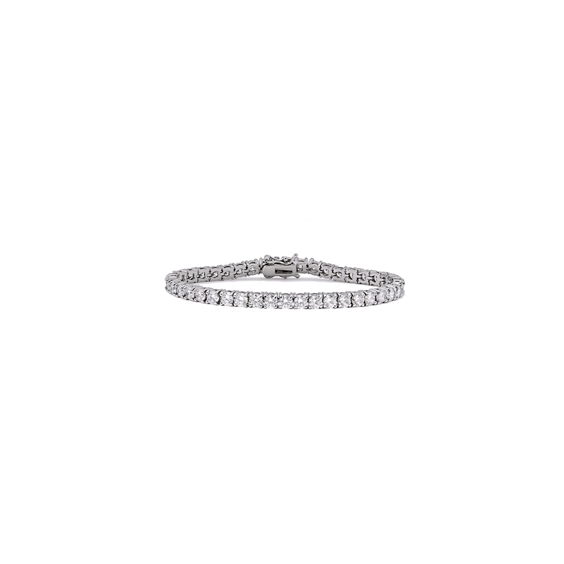 De estilo clásico la pulsera Dame o Riviere de plata de 1ª ley de 925 milésimas esta acabada en rodio para darle un brillo extra con una medida estándar de 17 cm circonitas blancas en talla redonda, es un perfecto fondo de armario.
